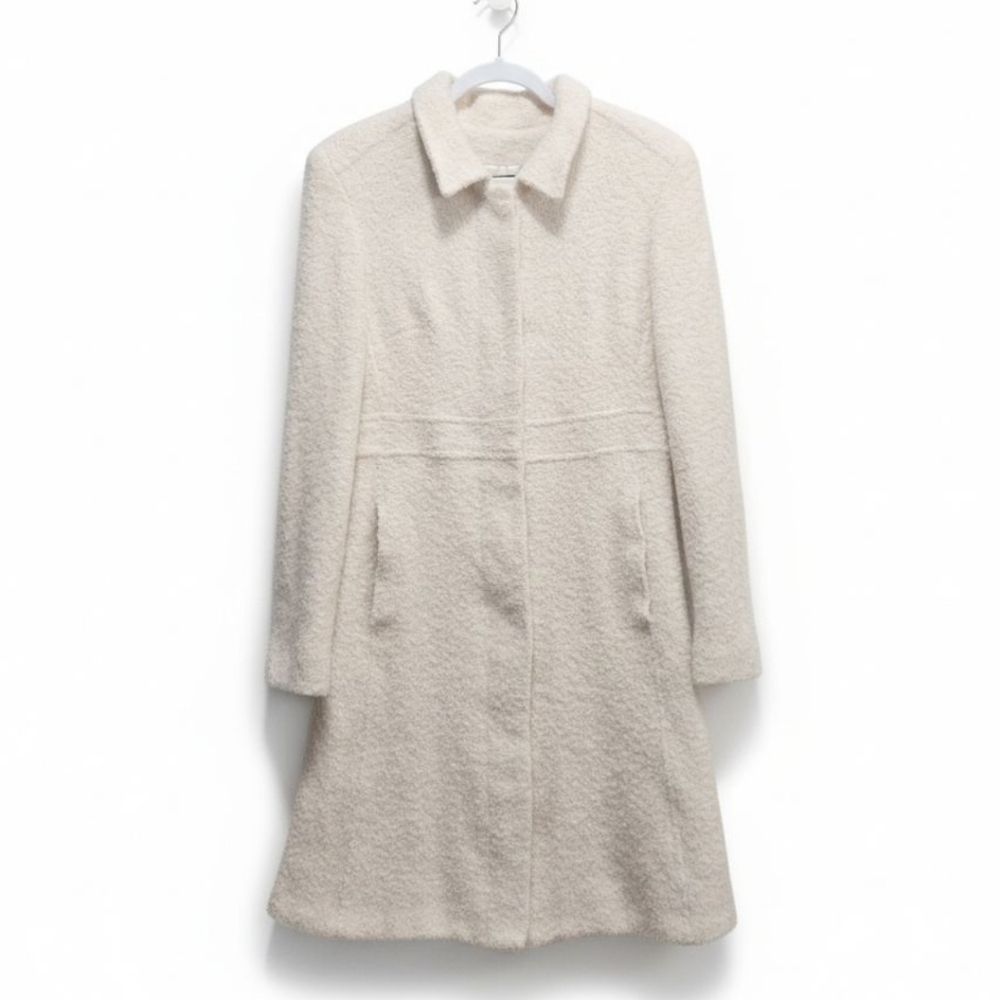 Vintage Marvin Richards Trench Coat Cream Bouclé Wool Blend Size Medium EUC